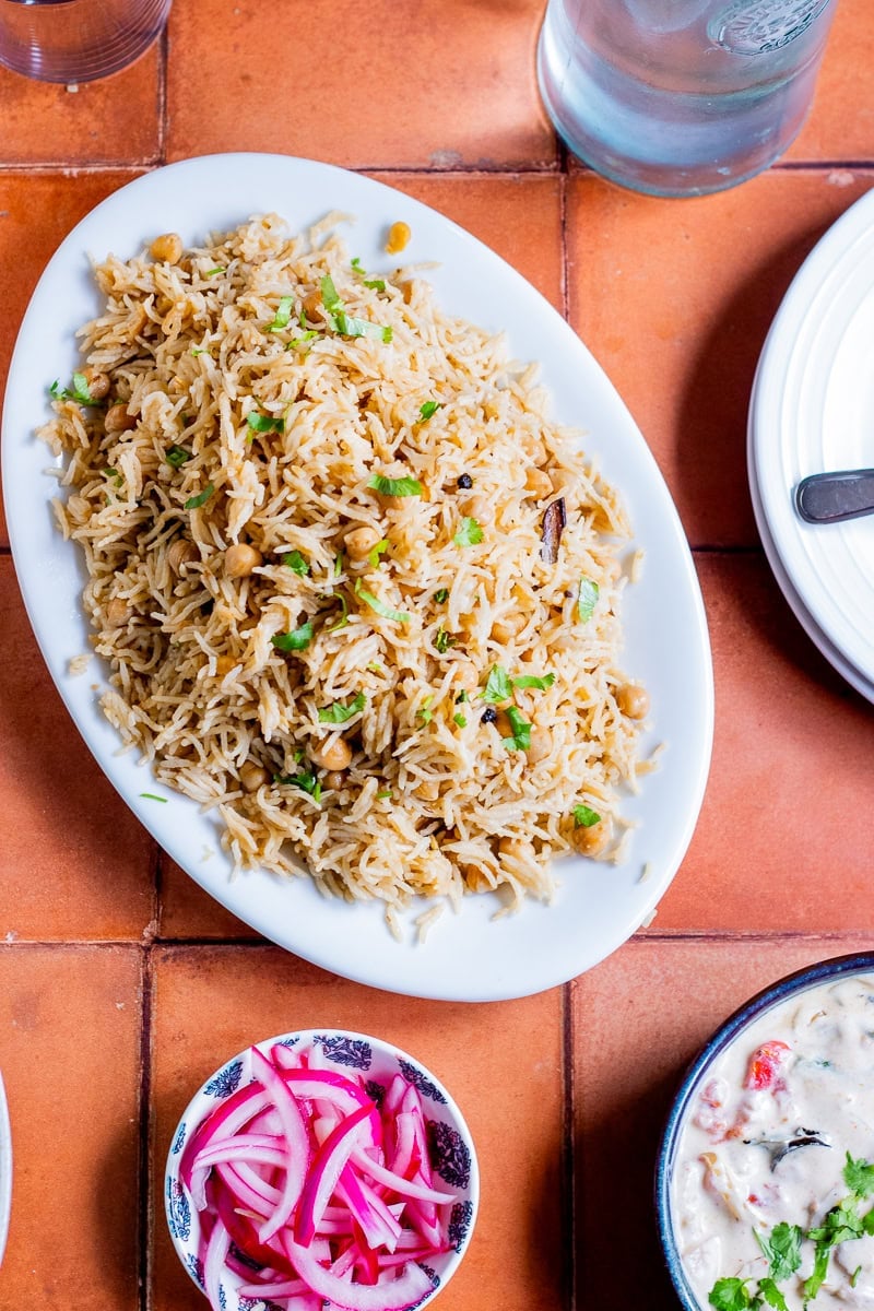 top down view of chanon walay chawal