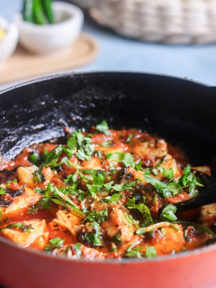 Fish Karahi in a wok