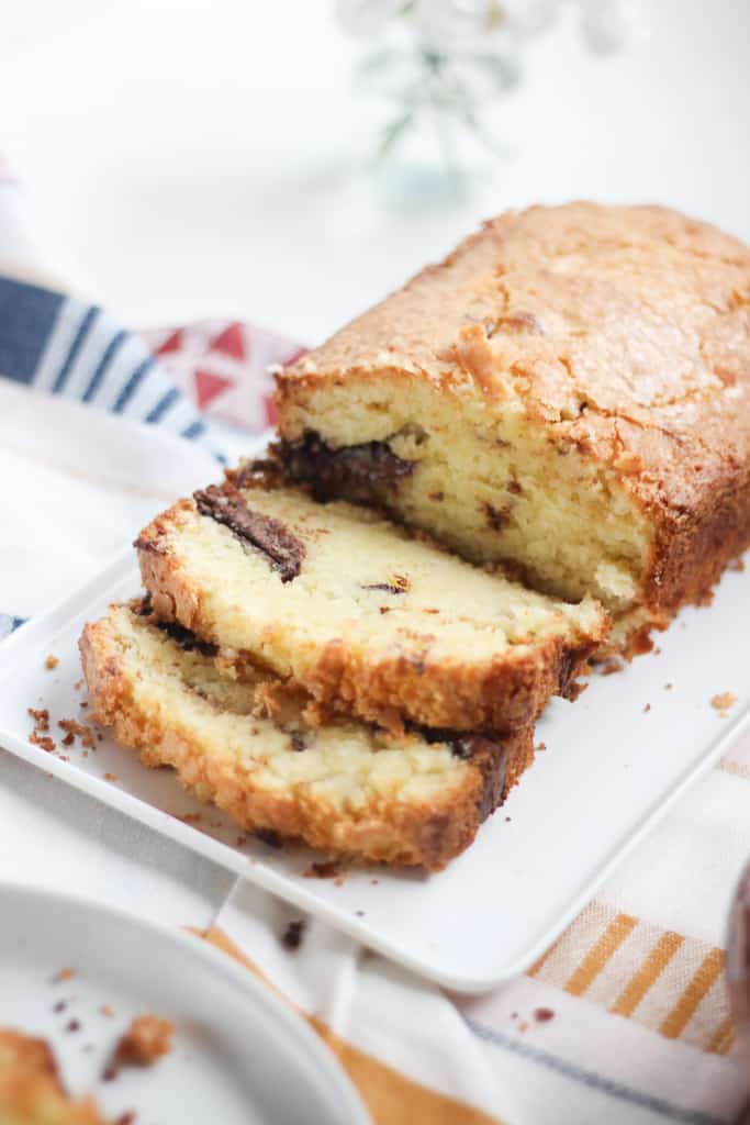 loaf of nutella pound cake semi cut