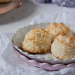 Three Coconut Macaroons in a Plate