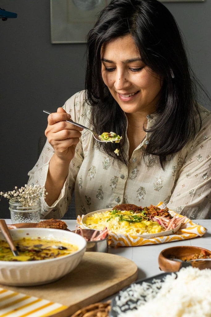 author eating moong ki daal cand chawal