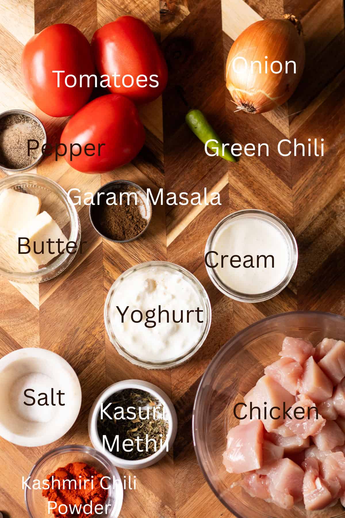 ingredients for a makhni handi