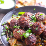 ¾ view of a plate of Gola Kabab