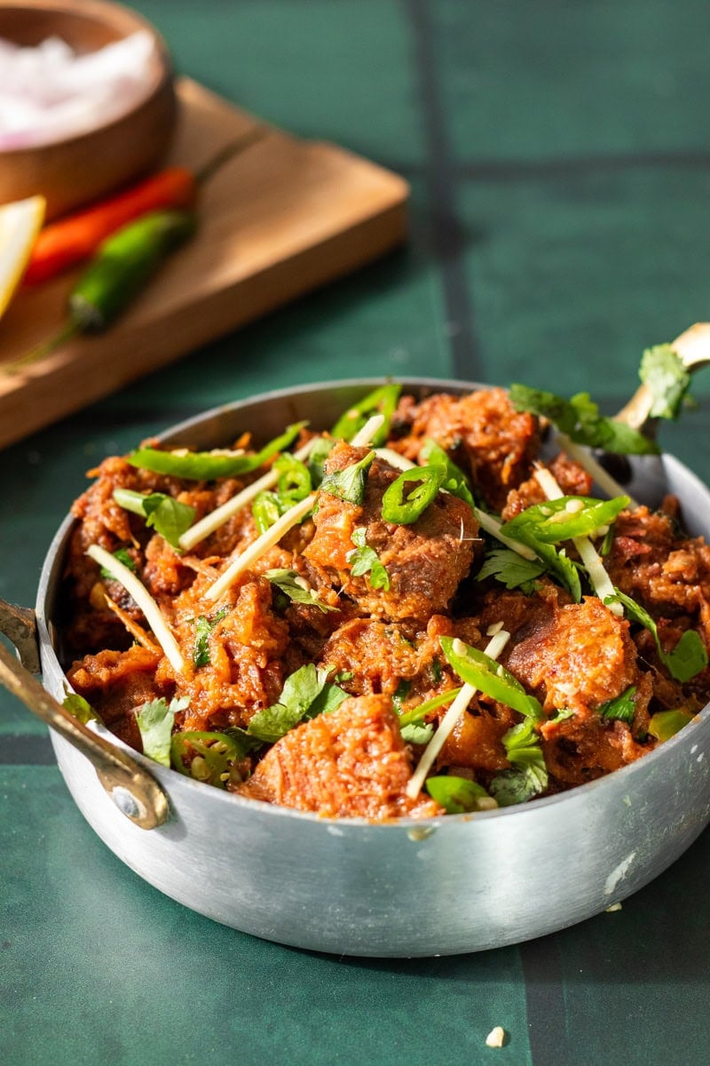 Karahi gosht in a mini pot