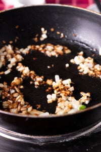 lightly caramelized diced onions for Palak Paneer