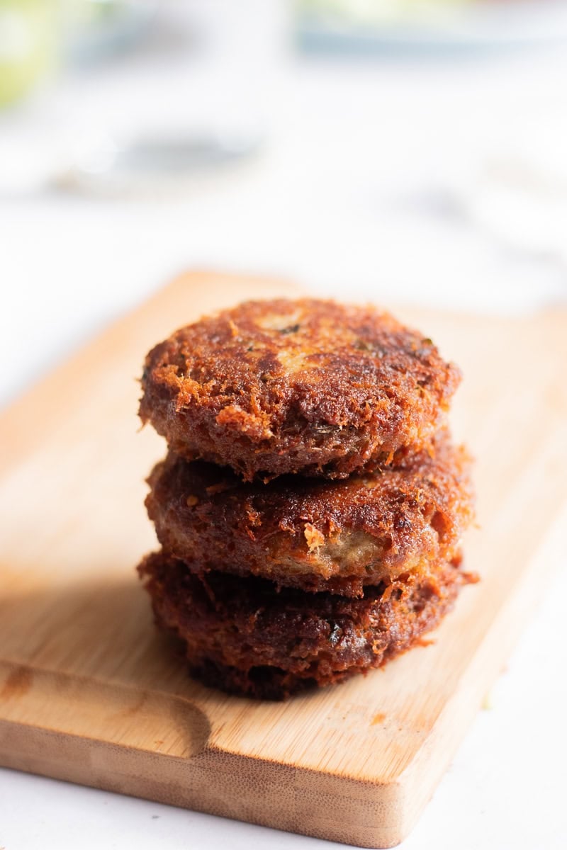 a stack of shami kababs