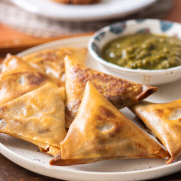 pan fried keema samosas