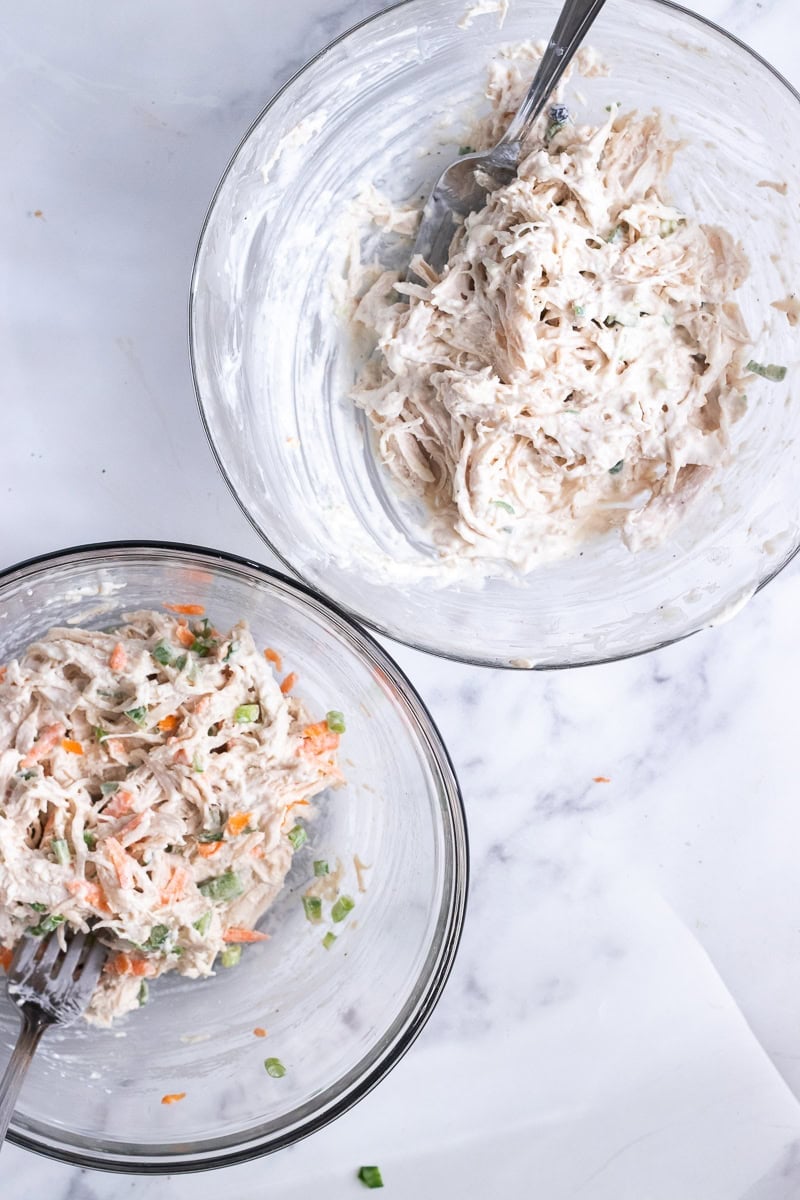 top down view of prepped sandwich mix